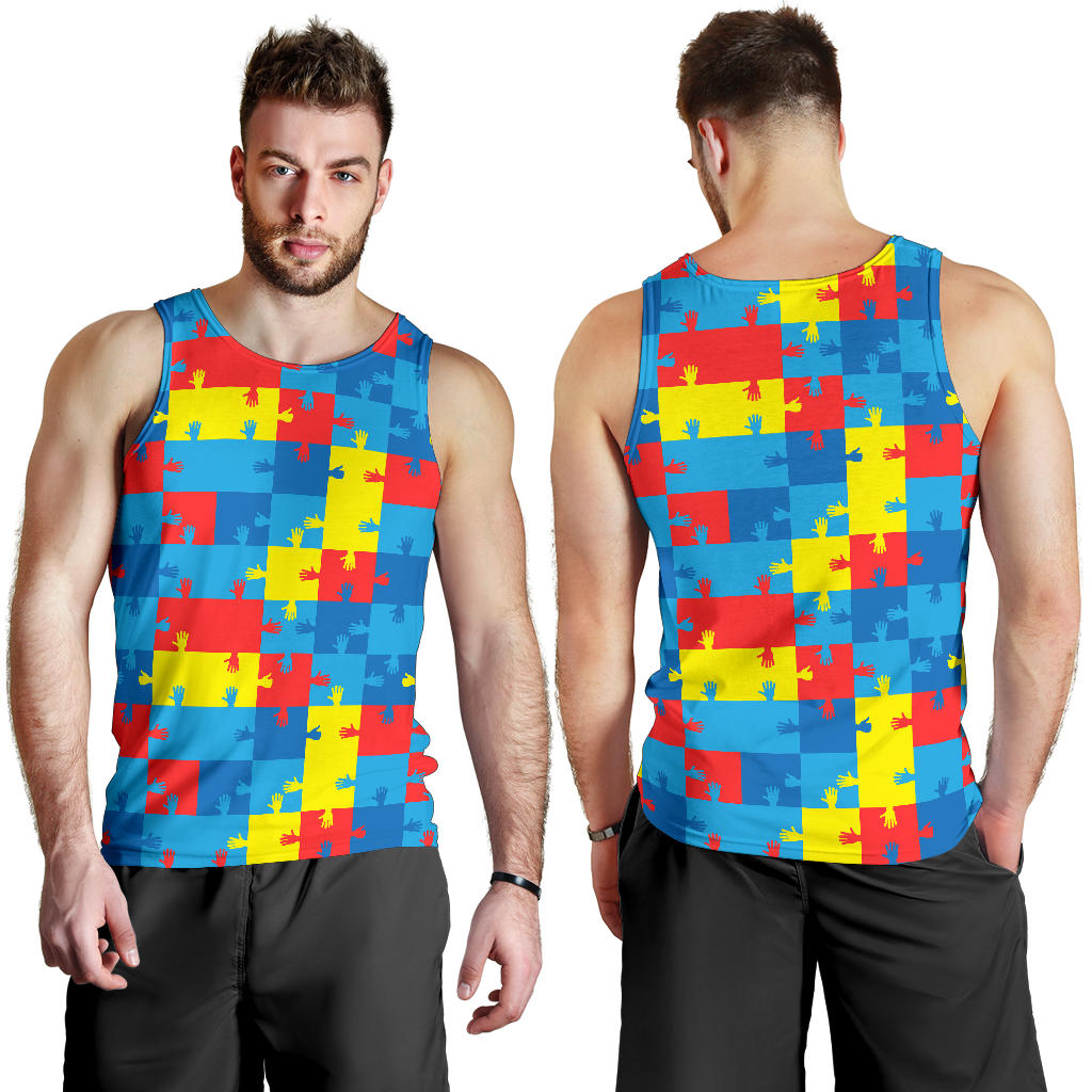 Autism Awareness Design Themed Print Men Tank Top