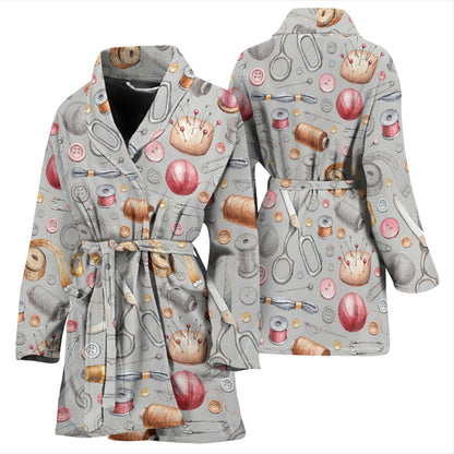 Sewing Equipment Print Design LKS302 Women Bathrobe