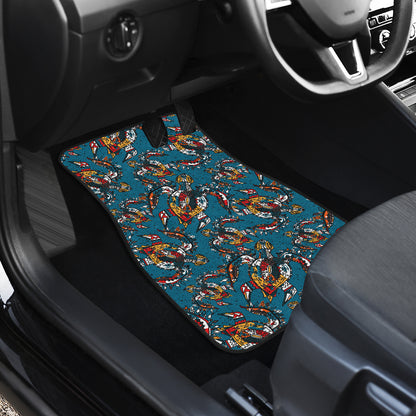 Sea Turtle Tribal Colorful Hand Drawn Car Floor Mats Front Back