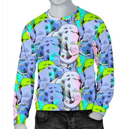 Elephant Art color Print Pattern Men Long Sleeve Sweatshirt