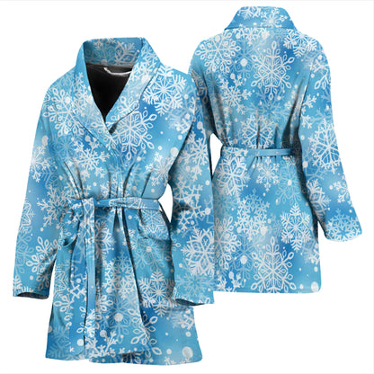 Snowflake Blue Print Design LKS301 Women Bathrobe