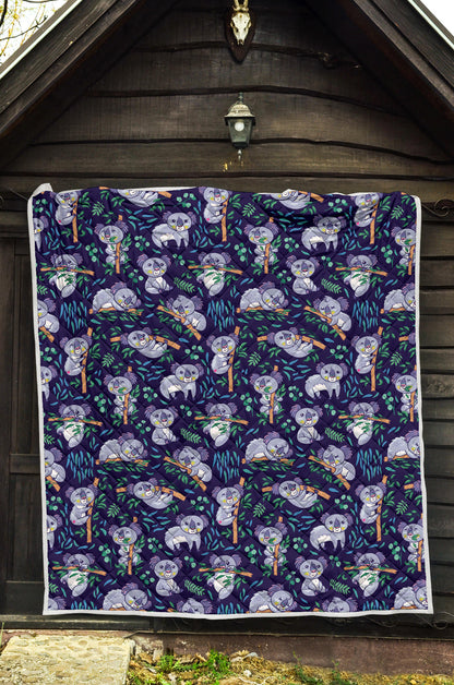 Koala Themed Design Print Quilt Bedspread