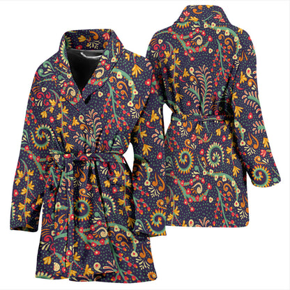 Bohemian Pattern Print Design 08 Women Bathrobe
