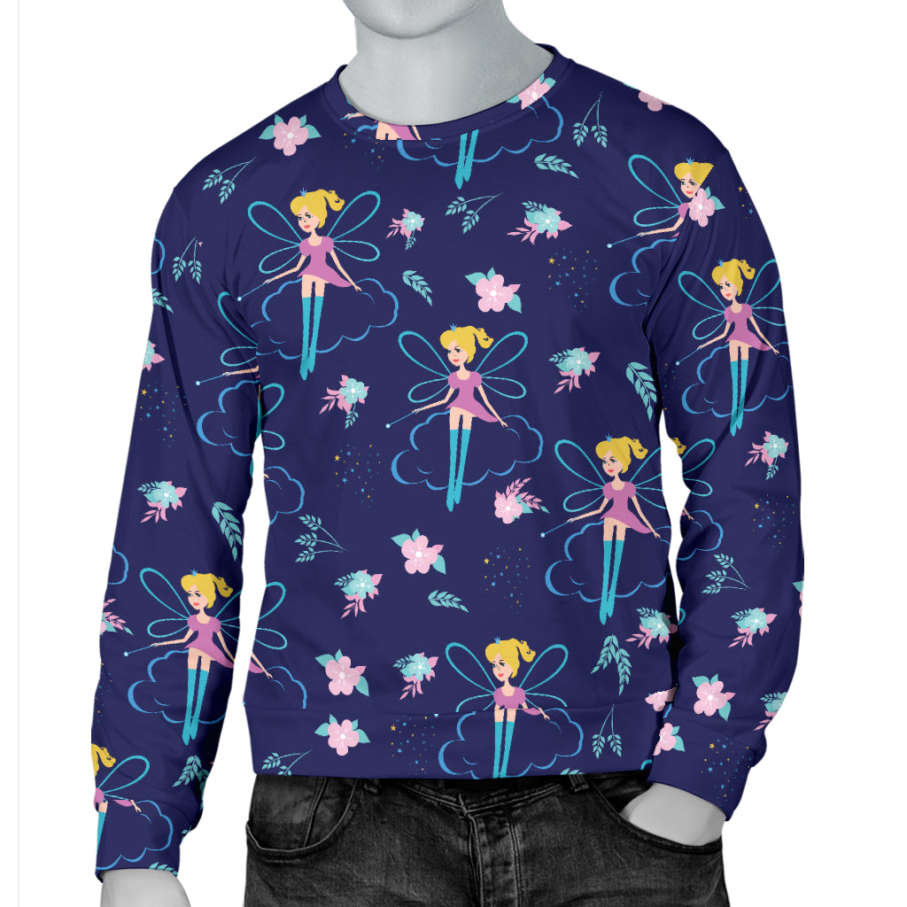 Fairy Cartoon Style Print Pattern Men Long Sleeve Sweatshirt