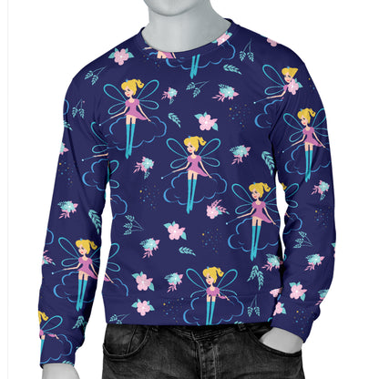 Fairy Cartoon Style Print Pattern Men Long Sleeve Sweatshirt