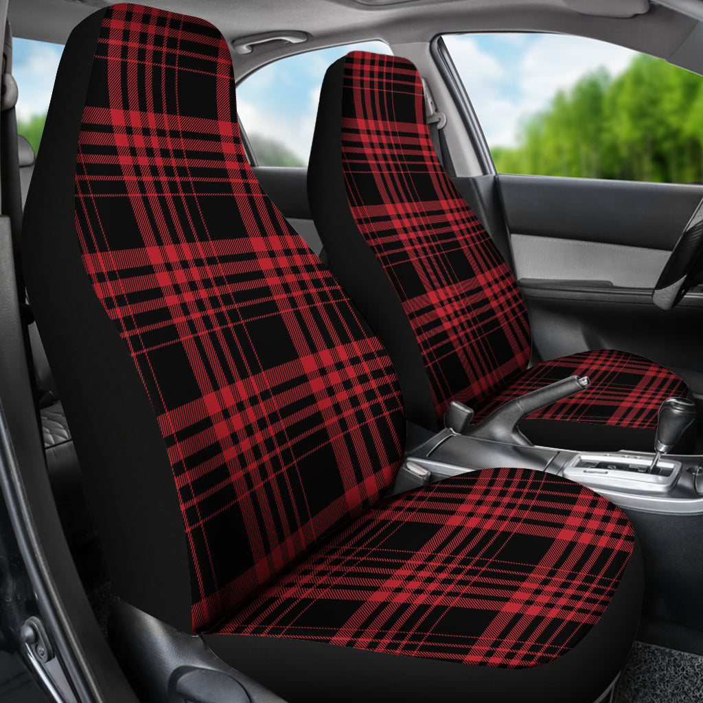 Tartan Red Black Print Design LKS303 Car Seat Covers