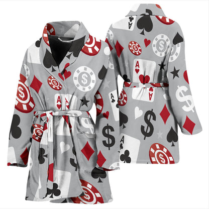 Casino Pattern Print Design 01 Women Bathrobe