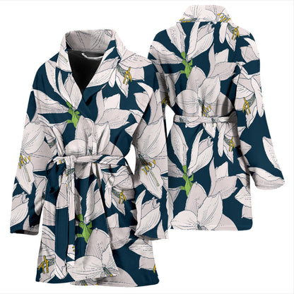 Amaryllis Pattern Print Design 01 Women Bathrobe
