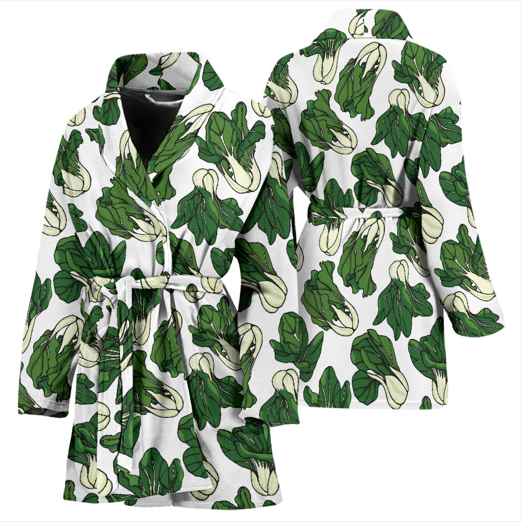 Bok Choy Pattern Print Design 02 Women Bathrobe