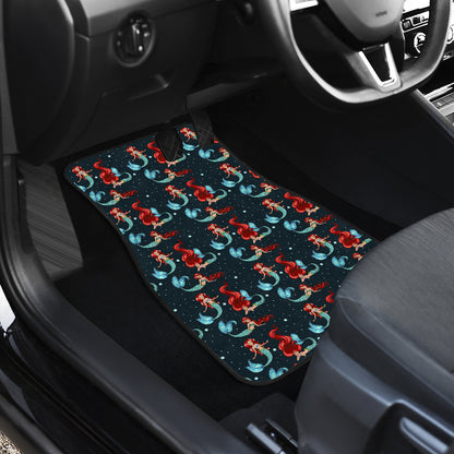 Mermaid Girl Themed Design Print Car Floor Mats Front Back