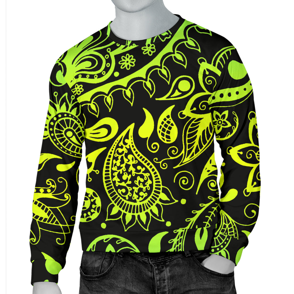 Paisley Green Design Print Men Long Sleeve Sweatshirt
