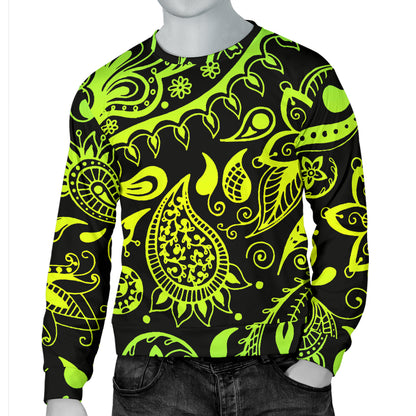 Paisley Green Design Print Men Long Sleeve Sweatshirt