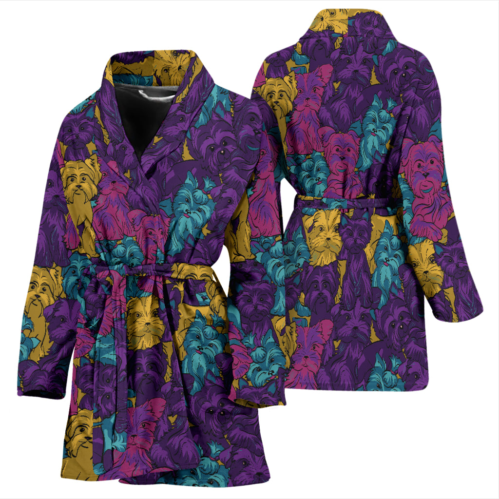 Yorkshire Terriers Print Design LKS3010 Women Bathrobe