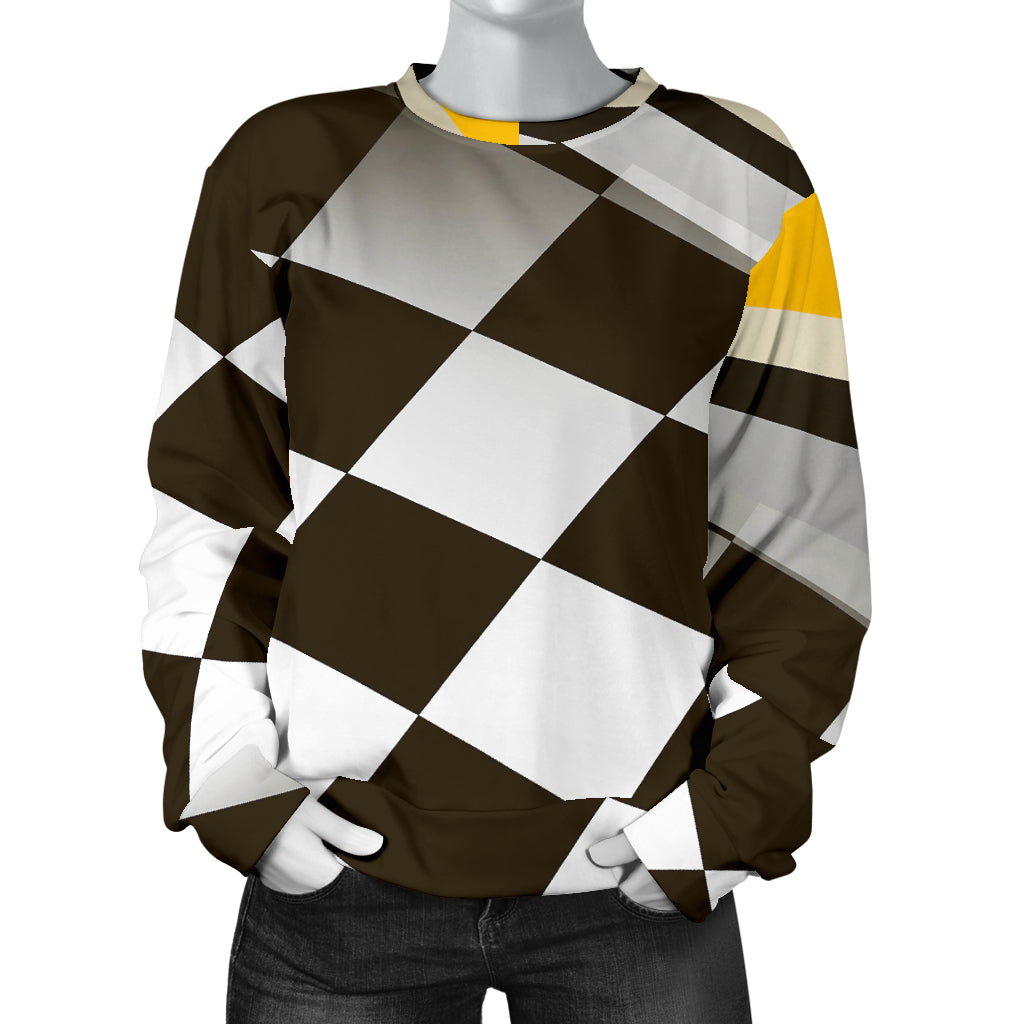 Checkered Flag Racing Style Women Long Sleeve Sweatshirt