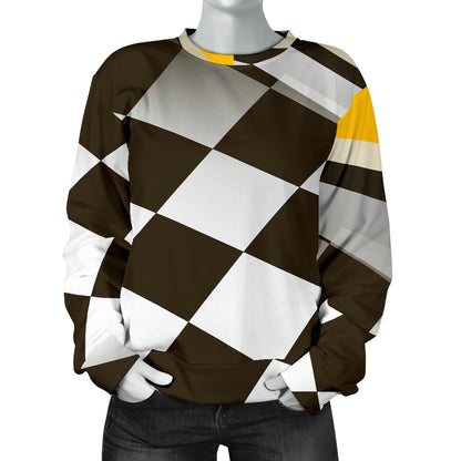 Checkered Flag Racing Style Women Long Sleeve Sweatshirt