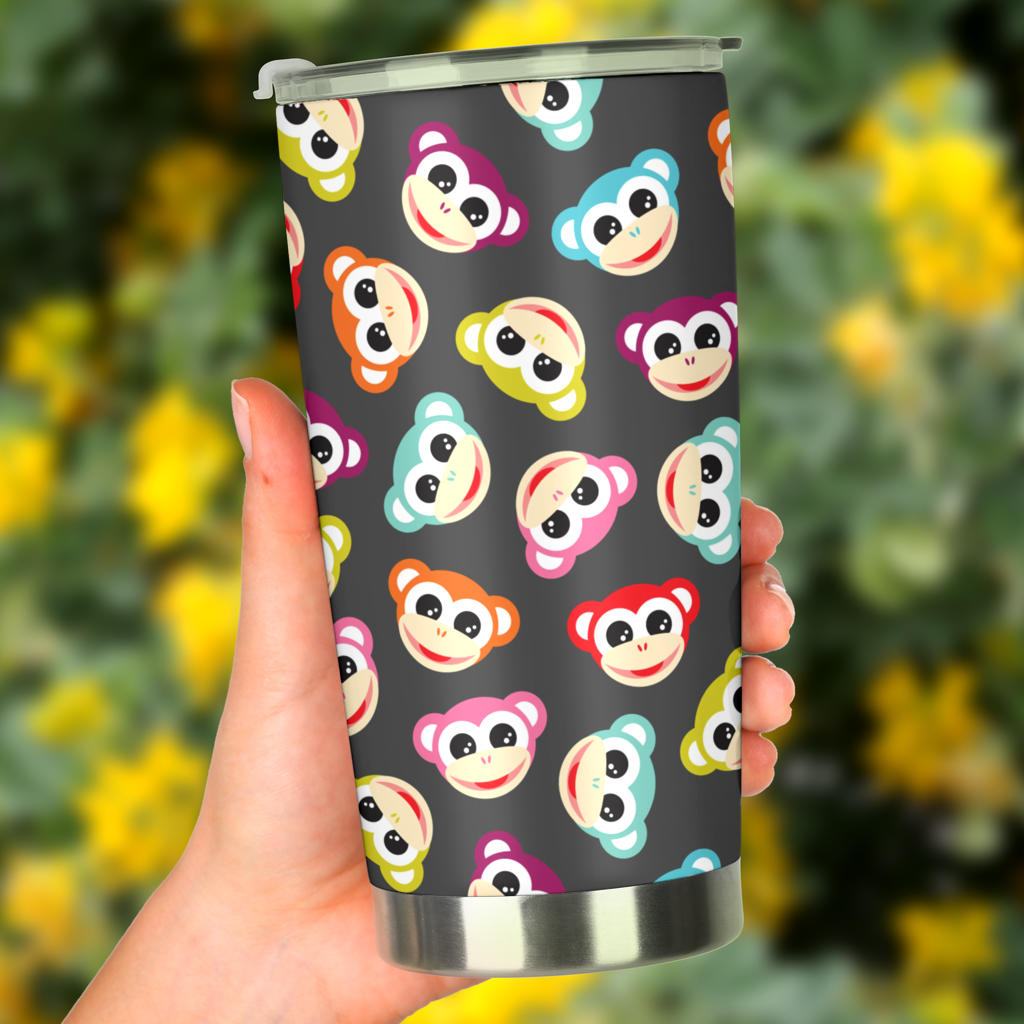 Monkey Head Design Themed Print Tumbler