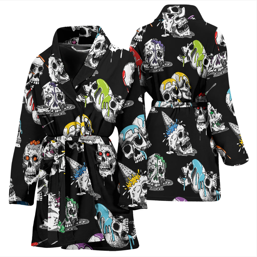 Skull Print Design LKS3013 Women Bathrobe