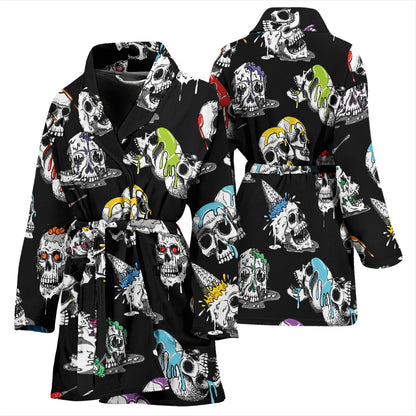 Skull Print Design LKS3013 Women Bathrobe