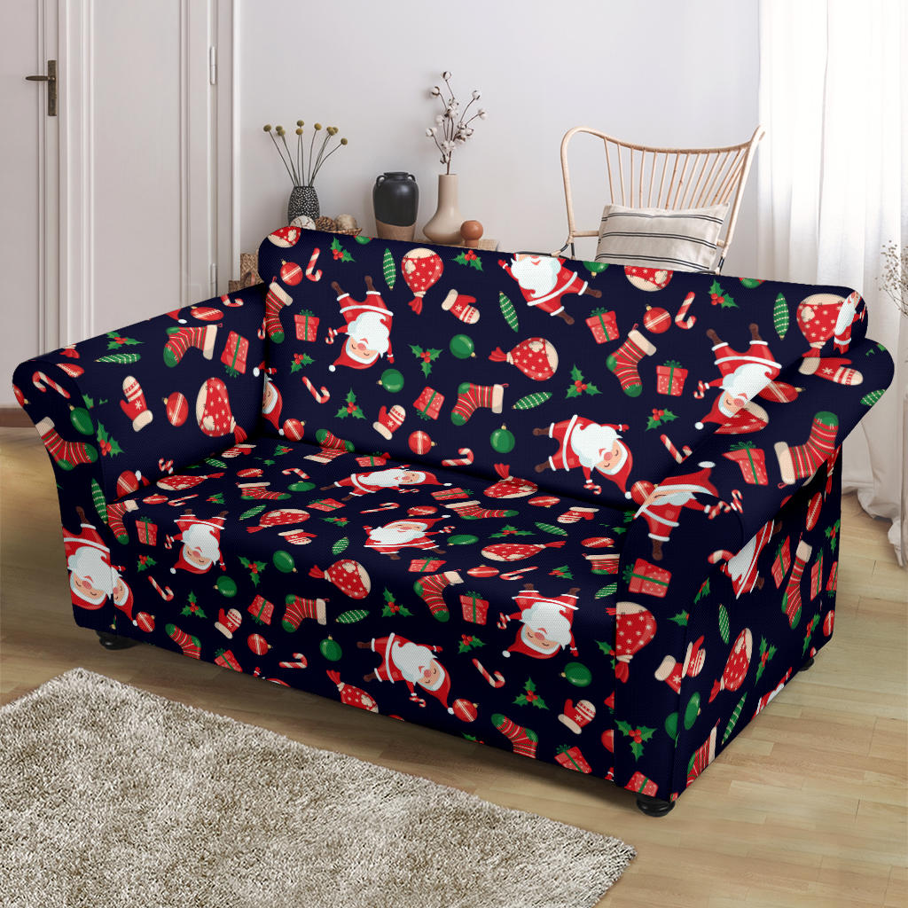 Santa Christmas Themed Print Design LKS304 Loveseat Couch Slipcover