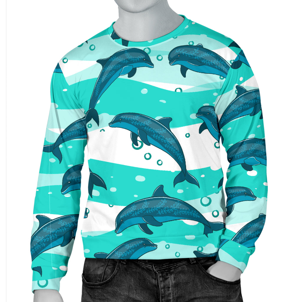 Dolphin Design Print Pattern Men Long Sleeve Sweatshirt