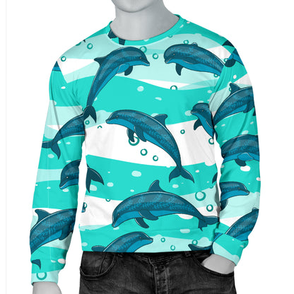 Dolphin Design Print Pattern Men Long Sleeve Sweatshirt
