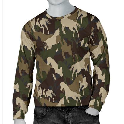 Horse Camo Themed Design Print Men Long Sleeve Sweatshirt