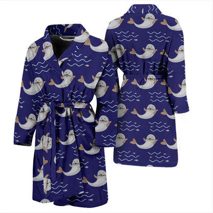 Sea Lion Print Design LKS404 Men Bathrobe