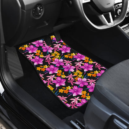Tropical Folower Pink Hibiscus Print Car Floor Mats Front Back