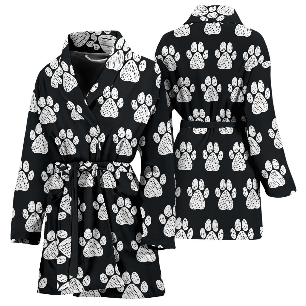 Paw Pattern Print Design A02 Women Bathrobe