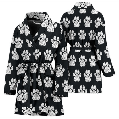 Paw Pattern Print Design A02 Women Bathrobe