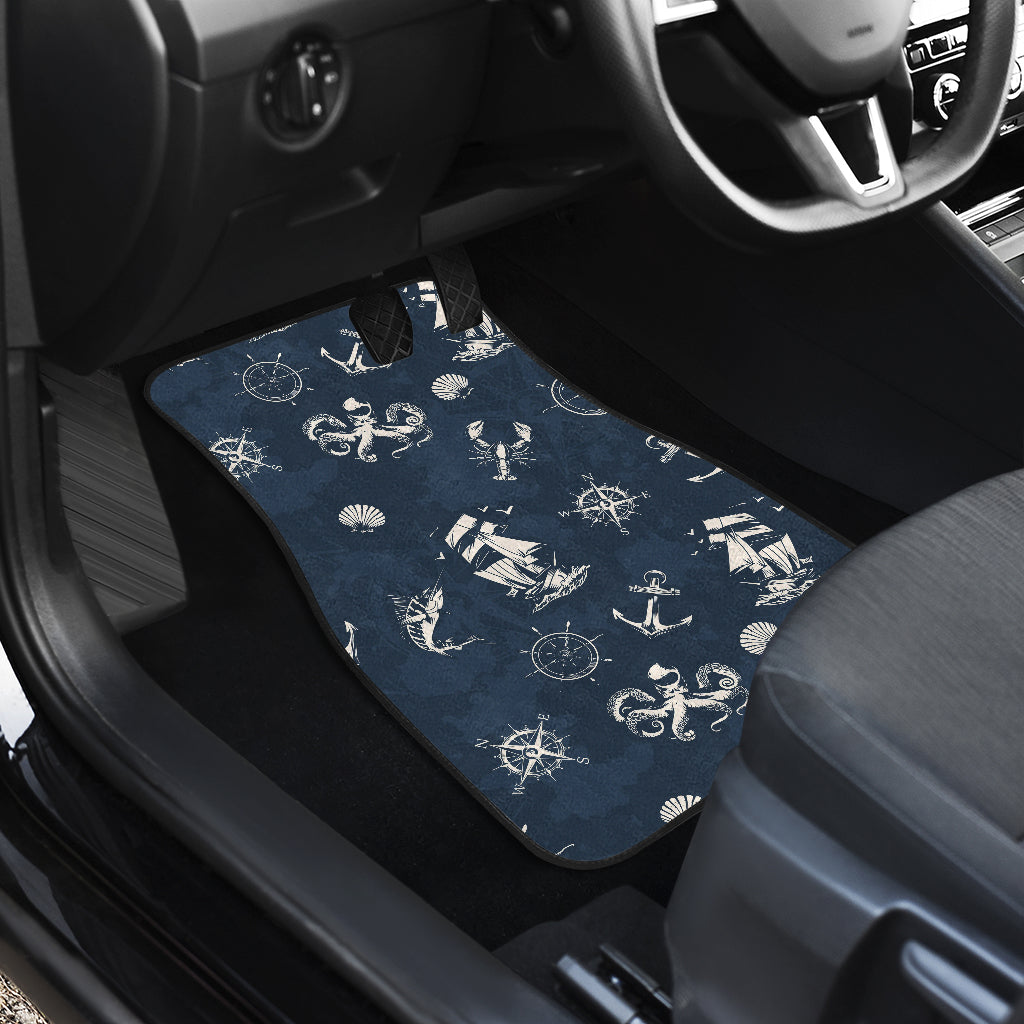 Nautical Sea Themed Print Car Floor Mats Front Back