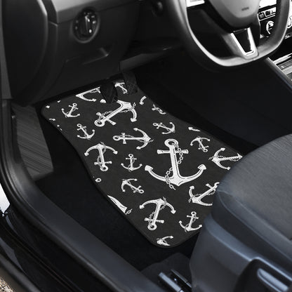 Anchor Black White Car Floor Mats Front Back