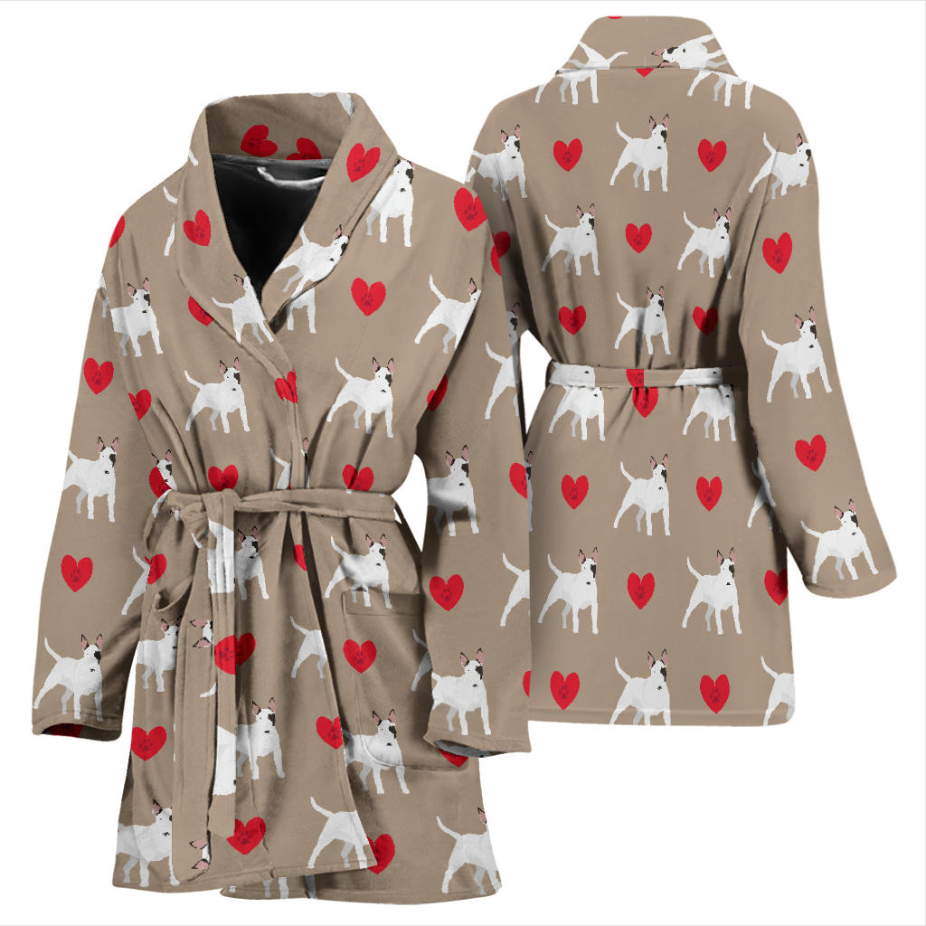Bull Terriers Pattern Print Design 01 Women Bathrobe