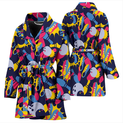 Bowling Pattern Print Design 02 Women Bathrobe