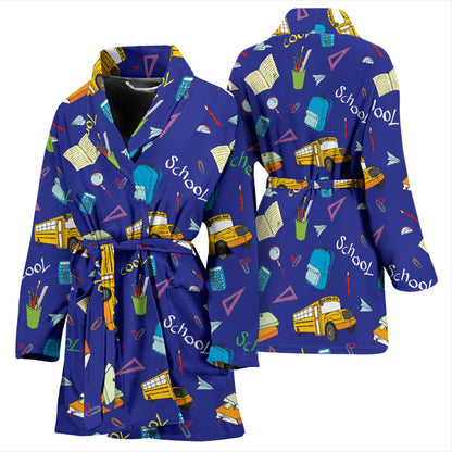 School Bus Print Design LKS307 Women Bathrobe