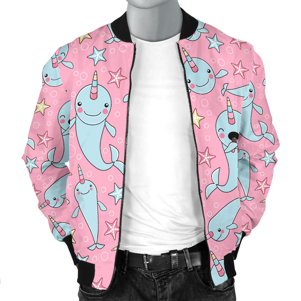 Narwhal Cartoon Cute Print Men Bomber Jacket