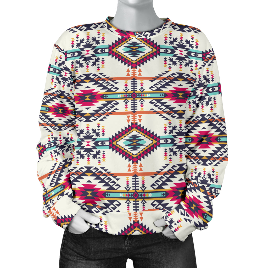 Indian Navajo Art Themed Design Print Women Long Sleeve Sweatshirt