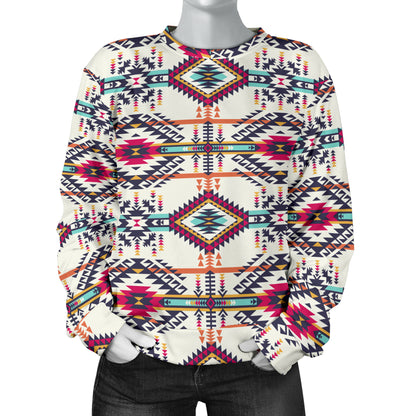 Indian Navajo Art Themed Design Print Women Long Sleeve Sweatshirt