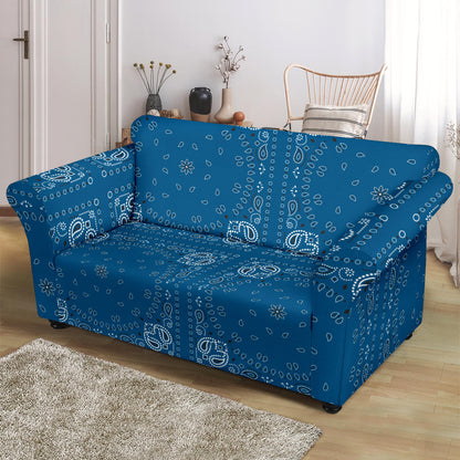 Bandana Blue Print Design LKS301 Loveseat Couch Slipcover