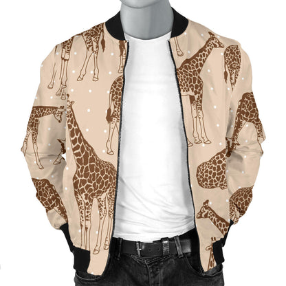 Giraffe Pattern Design Print Men Bomber Jacket