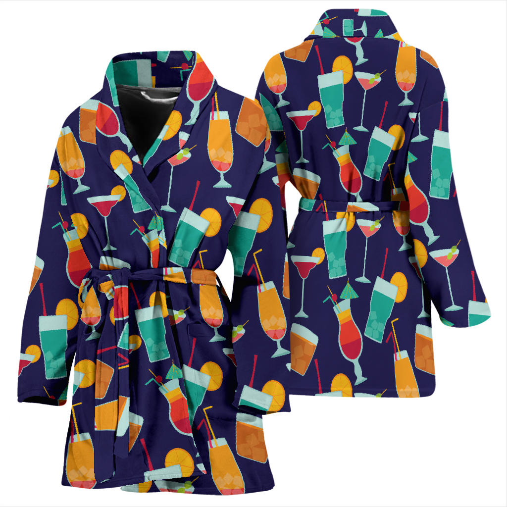 Cocktail Pattern Print Design 06 Women Bathrobe