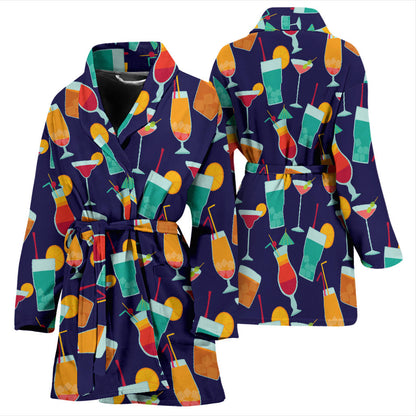 Cocktail Pattern Print Design 06 Women Bathrobe