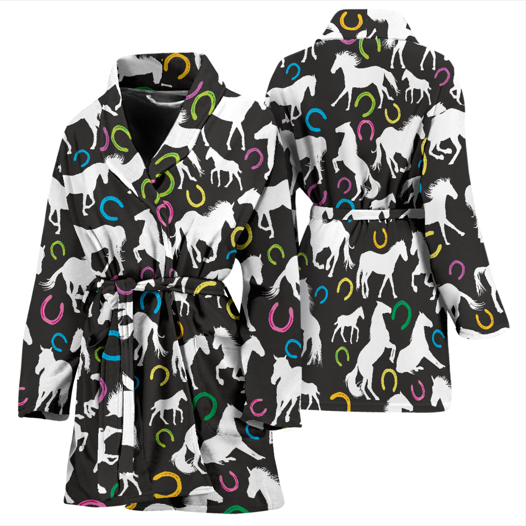 Horse Hoof Colorful Print Design LKS301 Women Bathrobe