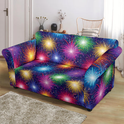 Firework Colorful Print Design LKS301 Loveseat Couch Slipcover