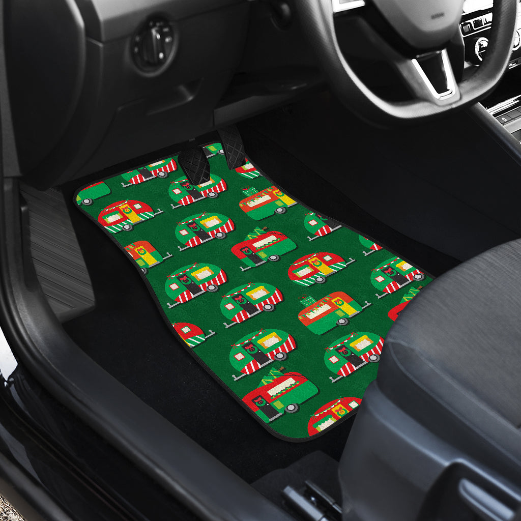 Camper Camping Christmas Themed Print Car Floor Mats Front Back