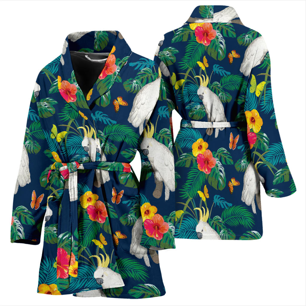 Cockatoo Tropical Pattern Print Design 02 Women Bathrobe