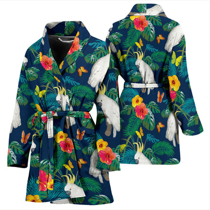 Cockatoo Tropical Pattern Print Design 02 Women Bathrobe