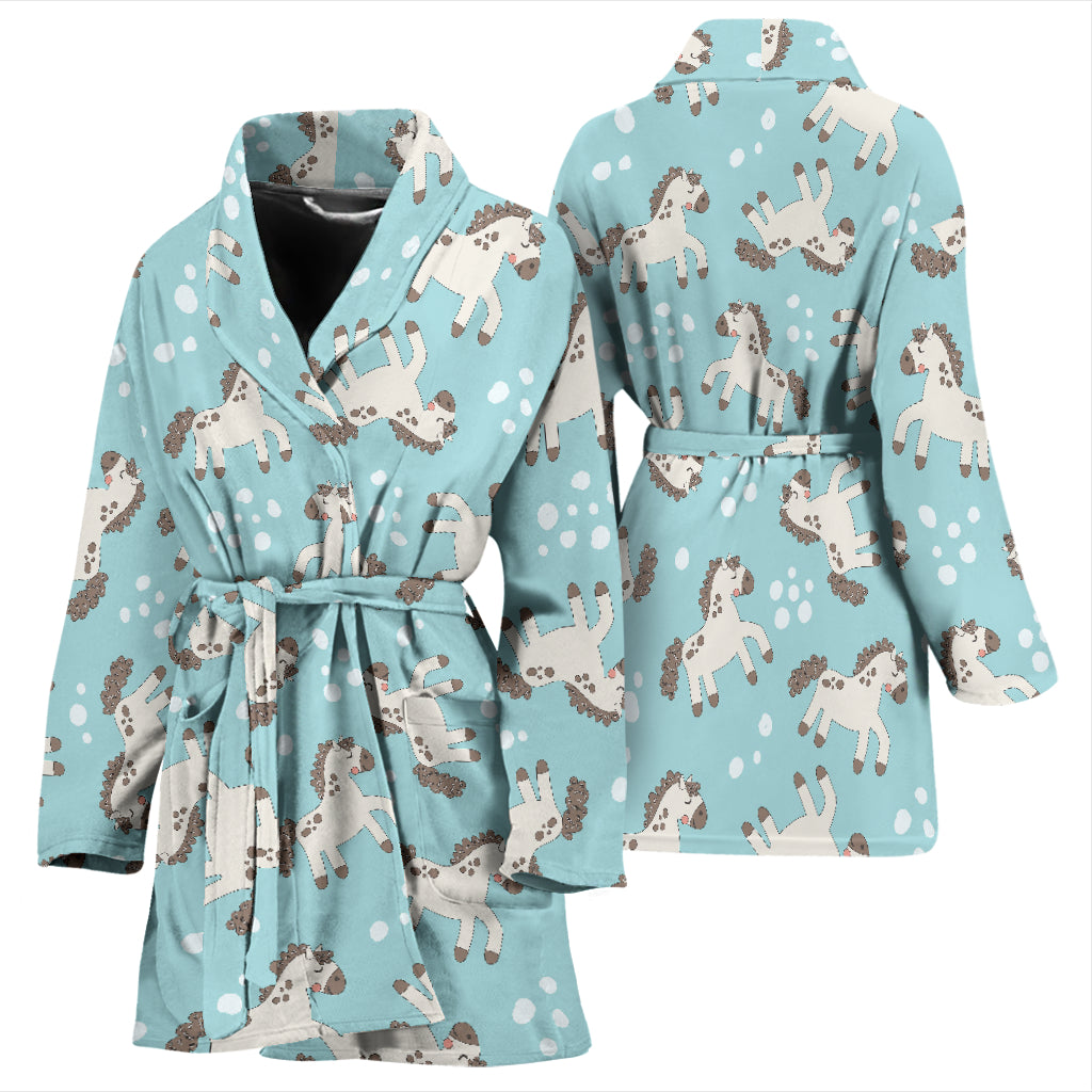 Horse Cute Print Design LKS306 Women Bathrobe