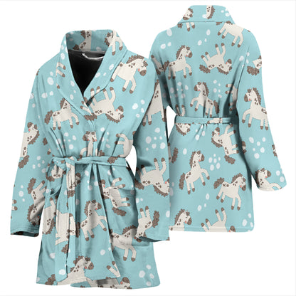 Horse Cute Print Design LKS306 Women Bathrobe