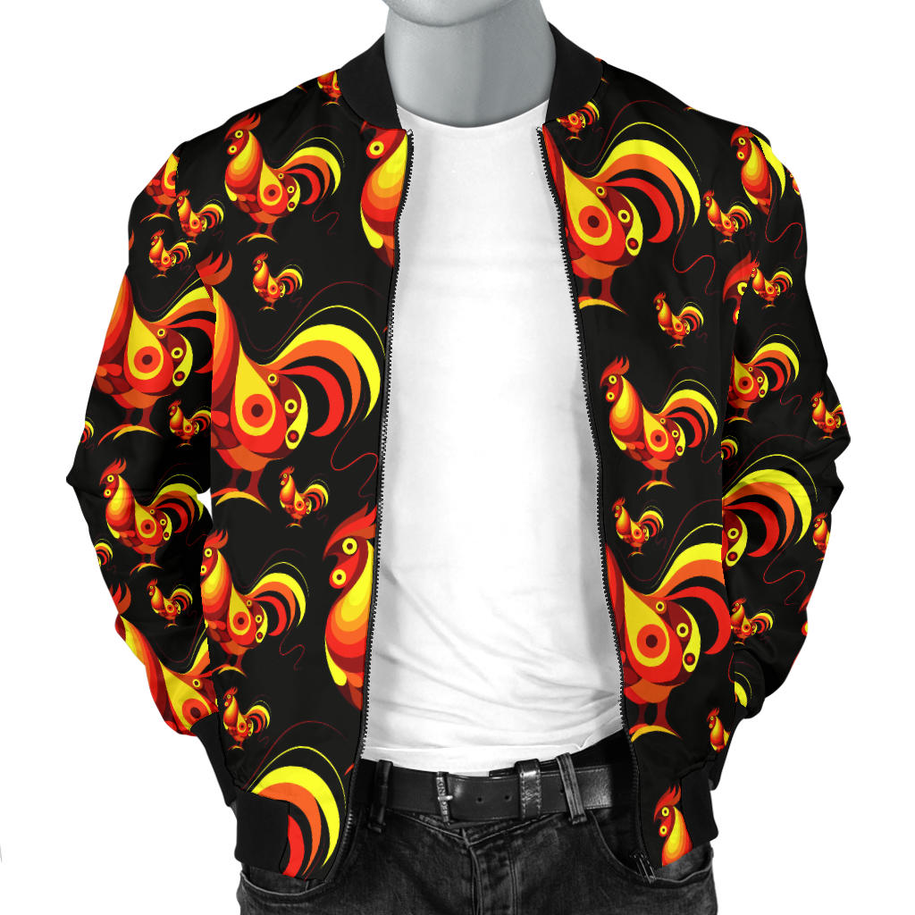 Rooster Print Themed Men Bomber Jacket